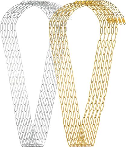 Swyabi 10 PCS Stainless Steel Paperclip Chains 18Inch Adjustable Necklace Bulk for Men Women DIY Bracelets Crafts in Saudi Arabia