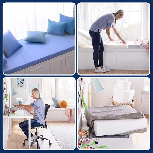 RaceCityFoam Upholstery Foam Cushion 2 inch Height x 22 inch Width x 80 inch Length (Semi Firm) 1.8 Density, Compression 36ILD High Density Upholstery Foam, Certipur-us Certified Foam, Made in USA in Kuwait