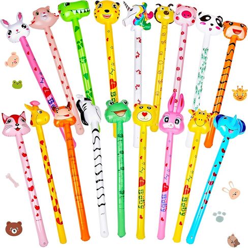 18 Pcs 41 Inch Inflatable Animal Stick Blow up Jungle Safari Animal Balloons Toys for Kids Animal Theme Birthday Party Favors Decorations in Saudi Arabia