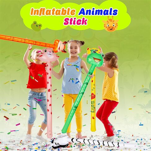 18 Pcs 41 Inch Inflatable Animal Stick Blow up Jungle Safari Animal Balloons Toys for Kids Animal Theme Birthday Party Favors Decorations in Saudi Arabia