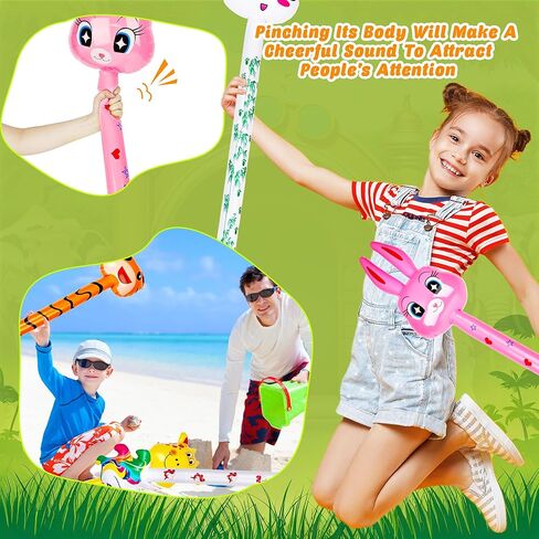 18 Pcs 41 Inch Inflatable Animal Stick Blow up Jungle Safari Animal Balloons Toys for Kids Animal Theme Birthday Party Favors Decorations in Saudi Arabia