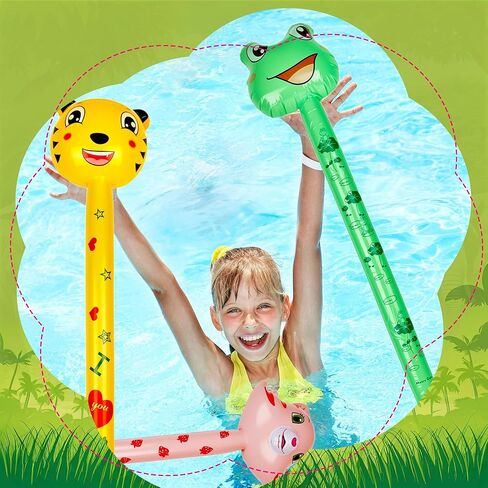 18 Pcs 41 Inch Inflatable Animal Stick Blow up Jungle Safari Animal Balloons Toys for Kids Animal Theme Birthday Party Favors Decorations in Saudi Arabia