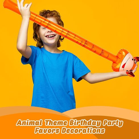 18 Pcs 41 Inch Inflatable Animal Stick Blow up Jungle Safari Animal Balloons Toys for Kids Animal Theme Birthday Party Favors Decorations in Saudi Arabia