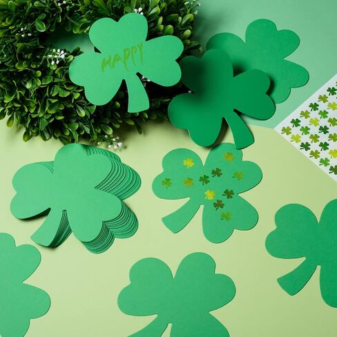 144 Pcs Shamrock Cutouts Paper Shamrocks Large Shamrock Shapes Paper Shamrock Shape Die Cuts for St Patricks Day Party Craft, Kid's School Craft Projects, Bulletin Board Decor, Green in Saudi Arabia