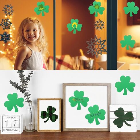 144 Pcs Shamrock Cutouts Paper Shamrocks Large Shamrock Shapes Paper Shamrock Shape Die Cuts for St Patricks Day Party Craft, Kid's School Craft Projects, Bulletin Board Decor, Green in Saudi Arabia
