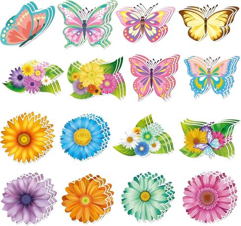 Jetec 48 قطعة من ديكورات الربيع للفصول الدراسية، قطع زهور الربيع، لوحة الإعلانات، ديكور الفراشة، قطع الورق، قطع الفراشة، قطع الديكور لموضوع حفلة عيد الميلاد، ديكور الفصل الدراسي in Kuwait