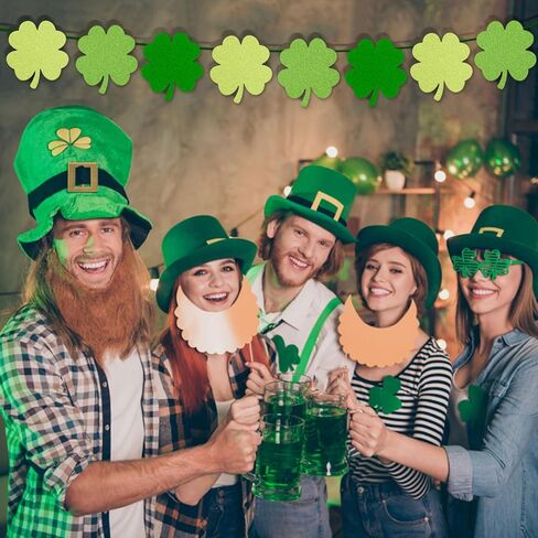 MixTeach 180 Pcs Four Leaf Clover Cutouts St. Patrick's Day Glitter Paper Cut-Outs 4 Inch Green 4 Leaf Shape Die Cuts for Irish St Patricks Day Party Bulletin Board Decorations School Craft Projects in Saudi Arabia