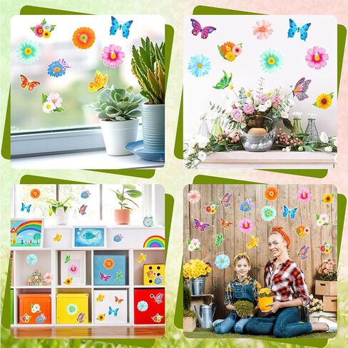 Konsait Flower Butterfly Cutouts,Spring Bulletin Board Decorations Set 48 Pcs Spring Flower Paper Butterflies Decor for Classroom Home Office,16 Designs in Saudi Arabia