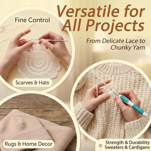 cobee 9Pcs Crochet Hooks, Ergonomic Crochets Hooks Set, Hook Knititng Needles Non Slip Rubber Handle Crochets, Long Crocheting Hook Grips for Beginners and Experiecced Crochet Lover in Saudi Arabia