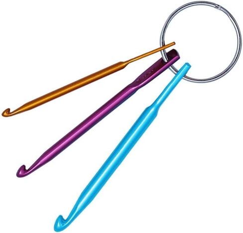 Crochet Hook Keychain Kit Mini Creative Keychains Zinc Alloy Key Chain DIY Crafts Knitting Needle Tools for Travel Outdoor 3/4/5mm Portable Crochet Keychains in Saudi Arabia