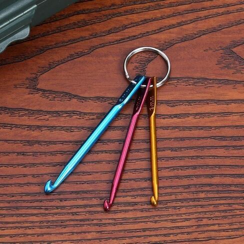 Crochet Hook Keychain Kit Mini Creative Keychains Zinc Alloy Key Chain DIY Crafts Knitting Needle Tools for Travel Outdoor 3/4/5mm Portable Crochet Keychains in Saudi Arabia