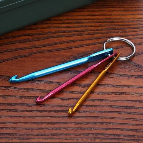 Crochet Hook Keychain Kit Mini Creative Keychains Zinc Alloy Key Chain DIY Crafts Knitting Needle Tools for Travel Outdoor 3/4/5mm Portable Crochet Keychains in Saudi Arabia