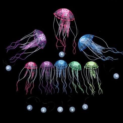 Glowing Jellyfish Flexible Aquarium Ornament Underwater Landscape Vivid Realistic Fish Tank Decor(Purple) in Saudi Arabia