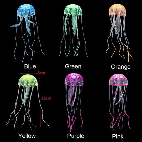 Glowing Jellyfish Flexible Aquarium Ornament Underwater Landscape Vivid Realistic Fish Tank Decor(Purple) in Saudi Arabia