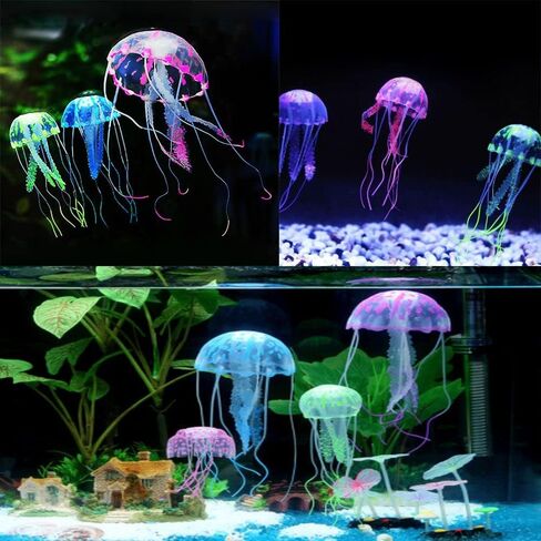 Glowing Jellyfish Flexible Aquarium Ornament Underwater Landscape Vivid Realistic Fish Tank Decor(Purple) in Saudi Arabia