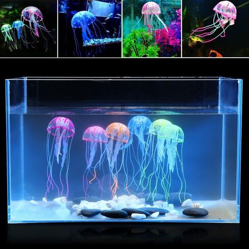 Glowing Jellyfish Flexible Aquarium Ornament Underwater Landscape Vivid Realistic Fish Tank Decor(Purple) in Saudi Arabia