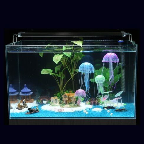 Glowing Jellyfish Flexible Aquarium Ornament Underwater Landscape Vivid Realistic Fish Tank Decor(Purple) in Saudi Arabia
