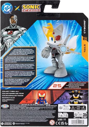 DC X Sonic Collectable Action Figures Shadow as Batman, Tails as Cyborg, Knuckles as Superman Featuring Highly Articulation Figures with Dynamic Posing in Kuwait