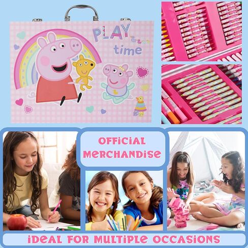 Peppa Pig Colouring, Arts & Crafts Set for Kids, 137 Pcs Stationary Supplies, Colouring Paper Pencils Crayons Eraser & Sharpener, Gifts for Girls in Saudi Arabia