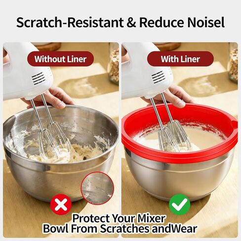 بطانات وعاء من السيليكون لخلاط رأس مائل سعة 5 لتر من KitchenAid، 3 عبوات مع أغطية، حماية ضد الخدش وتنظيف سهل للتحضير متعدد الدفعات، حشوة سيليكون آمنة للاستخدام في غسالة الأطباق in Saudi Arabia