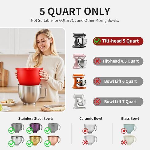بطانات وعاء من السيليكون لخلاط رأس مائل سعة 5 لتر من KitchenAid، 3 عبوات مع أغطية، حماية ضد الخدش وتنظيف سهل للتحضير متعدد الدفعات، حشوة سيليكون آمنة للاستخدام في غسالة الأطباق in Saudi Arabia