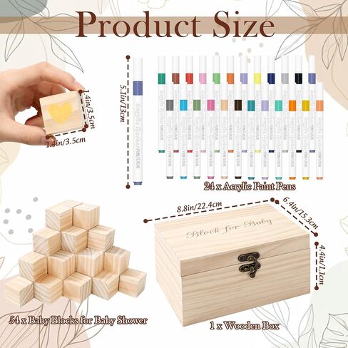 JarThenaAMCS 80 Pcs Baby Shower Game Kits Coloring Building Blocks Baby Clothes Wooden Display Sign Colorful Markers with Storage Box for Birthday Party DIY Crafts Supplies in Saudi Arabia