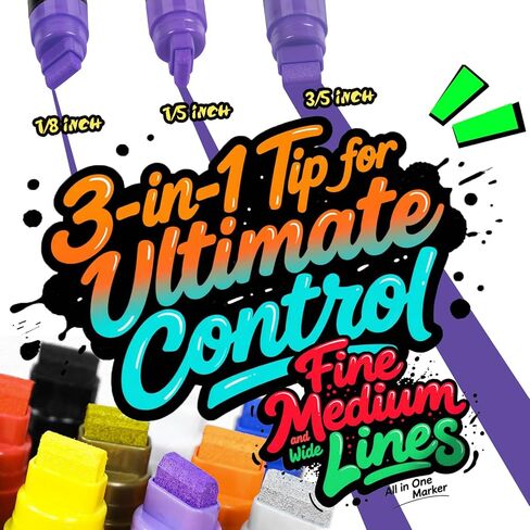 علامات ملصقات أكريليك جامبو من Ami للفصول الدراسية ولافتات الأحداث، 10 عبوات برأس سميك 15 مم، أقلام طلاء جريئة سريعة الجفاف للوحة الملصقات، والنسيج، واللافتات والمشروعات المدرسية، ومستلزمات هدايا المعلم والعطلات in Kuwait