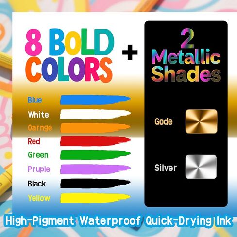 علامات ملصقات أكريليك جامبو من Ami للفصول الدراسية ولافتات الأحداث، 10 عبوات برأس سميك 15 مم، أقلام طلاء جريئة سريعة الجفاف للوحة الملصقات، والنسيج، واللافتات والمشروعات المدرسية، ومستلزمات هدايا المعلم والعطلات in Kuwait