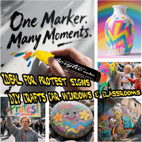 علامات ملصقات أكريليك جامبو من Ami للفصول الدراسية ولافتات الأحداث، 10 عبوات برأس سميك 15 مم، أقلام طلاء جريئة سريعة الجفاف للوحة الملصقات، والنسيج، واللافتات والمشروعات المدرسية، ومستلزمات هدايا المعلم والعطلات in Kuwait