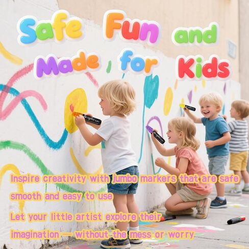 علامات ملصقات أكريليك جامبو من Ami للفصول الدراسية ولافتات الأحداث، 10 عبوات برأس سميك 15 مم، أقلام طلاء جريئة سريعة الجفاف للوحة الملصقات، والنسيج، واللافتات والمشروعات المدرسية، ومستلزمات هدايا المعلم والعطلات in Kuwait