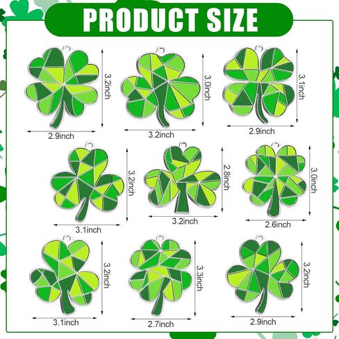36 Sets St. Patrick's Day Shamrock Suncatchers Ornaments Decorations DIY Window Paint Suncatchers Craft Kits Lucky Shamrock Sun Catcher Gifts for Home Party Supplies Arts and Crafts Project in Saudi Arabia