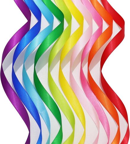 Rainbow Colorful Ribbon 3/8 Inch Double Face Satin Ribbon for Gift Wrapping DIY Crafts Birthday Party Decoration 10 Rolls Total 50 Yards in Saudi Arabia