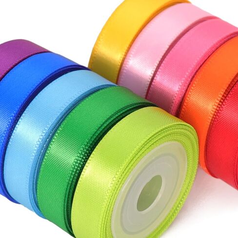 Rainbow Colorful Ribbon 3/8 Inch Double Face Satin Ribbon for Gift Wrapping DIY Crafts Birthday Party Decoration 10 Rolls Total 50 Yards in Saudi Arabia