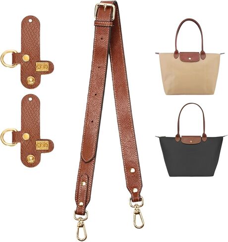 حزام لـ Longchamp، جلد الكونياك بعرض 0.98 بوصة، مع 2 أبازيم GS، حزام كتف على شكل حقيبة يد بطول 33-40 بوصة لحقائب Longchamp S/M/L، حزام المحفظة لا يحتاج إلى حفر in Kuwait