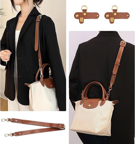 حزام لـ Longchamp، جلد الكونياك بعرض 0.98 بوصة، مع 2 أبازيم GS، حزام كتف على شكل حقيبة يد بطول 33-40 بوصة لحقائب Longchamp S/M/L، حزام المحفظة لا يحتاج إلى حفر in Kuwait