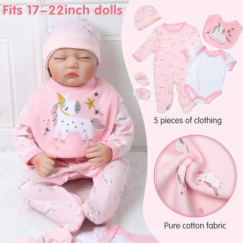13 Pcs Reborn Baby Doll Clothes Set Girl 17-22 Inch Realistic Doll Outfits Pink with Backpack Diapers Bag Fedding Baby Doll Accessories Playset in Saudi Arabia