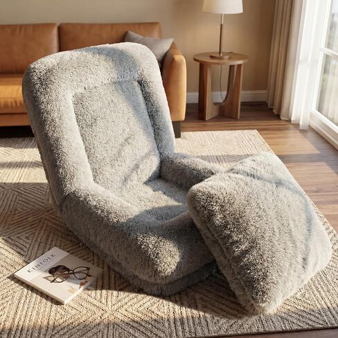 Flamaker Dog Bed, Foldable Human Dog Bed for Adult & Pets with Egg Orthopedic Foam, Adjustable Upholstered Big Bean Bed with 2 Soft Cushions for Living Room, Bedroom, Office (Gray) in Saudi Arabia