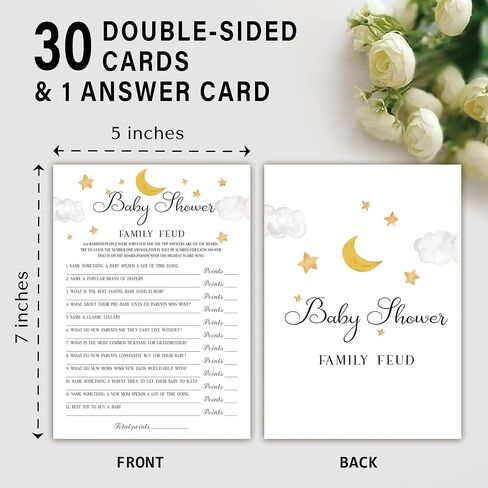 Family Feud Baby Shower Game - Pack of 30 Cards, Answer Key, Boy & Girl Themed Decorations & Supplies in Saudi Arabia