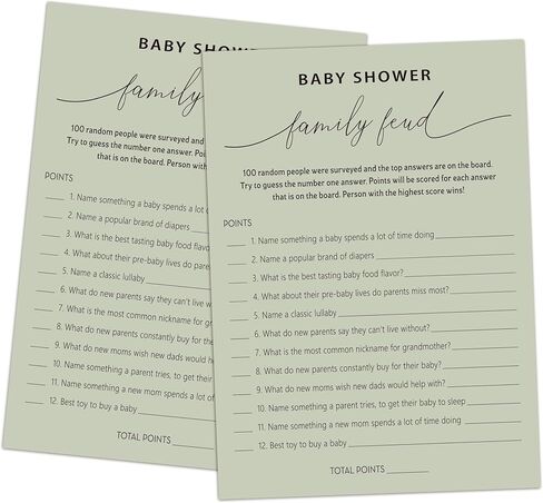 Family Feud Baby Shower Game - Pack of 30 Cards, Answer Key, Boy & Girl Themed Decorations & Supplies in Saudi Arabia