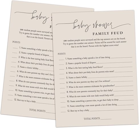 Family Feud Baby Shower Game - Pack of 30 Cards, Answer Key, Boy & Girl Themed Decorations & Supplies in Saudi Arabia