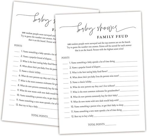 Family Feud Baby Shower Game - Pack of 30 Cards, Answer Key, Boy & Girl Themed Decorations & Supplies in Saudi Arabia