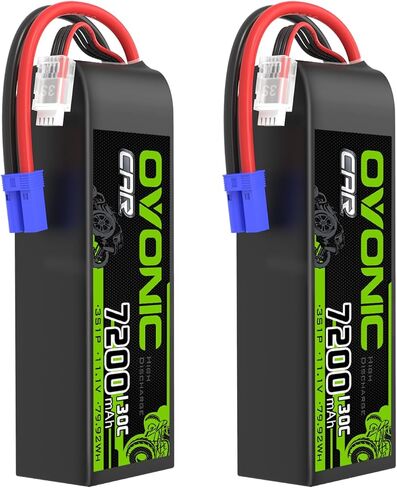 بطارية ليبو OVONIC 7200 مللي أمبير 3S 11.1V 130C مع موصل EC5، حزمة بطارية قابلة لإعادة الشحن عالية التفريغ لسيارة RC والقارب والشاحنات والطائرات بدون طيار والعربات التي تجرها الدواب وطائرات الهليكوبتر والطائرة in Saudi Arabia
