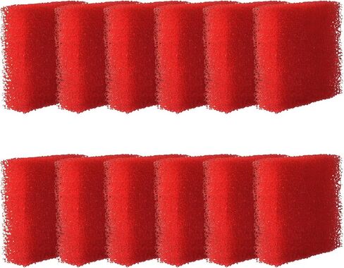12-Pack Aquarium Glass Cleaner Sponges 3.25" x 3.25" x 1", Non-Scratch Scrubber Pads, Thick & Durable, Safe for Glass Fish Tanks for Crystal Clear View (Red) in Kuwait