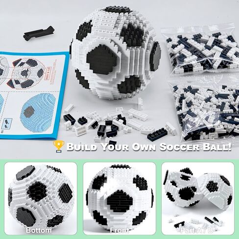 Kaptein Soccer Ball Building Blocks Set, 850-Piece Mini Bricks 3D Football Model Kit, Challenging DIY Building Toy for Adults & Teens, Gift for Soccer Lovers, Desk Shelf Decor, Age 14+ in Saudi Arabia