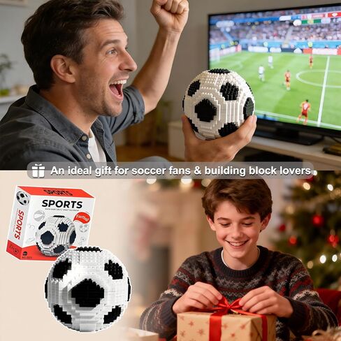 Kaptein Soccer Ball Building Blocks Set, 850-Piece Mini Bricks 3D Football Model Kit, Challenging DIY Building Toy for Adults & Teens, Gift for Soccer Lovers, Desk Shelf Decor, Age 14+ in Saudi Arabia