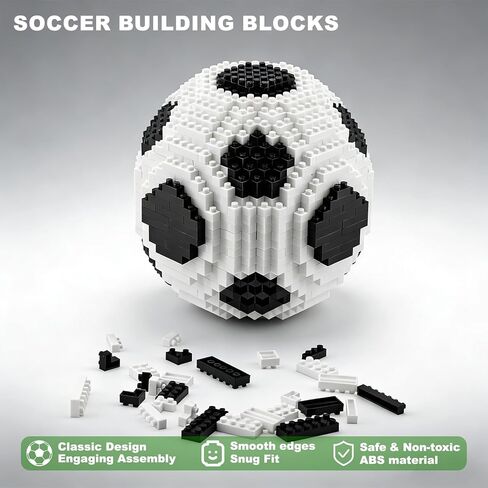 Kaptein Soccer Ball Building Blocks Set, 850-Piece Mini Bricks 3D Football Model Kit, Challenging DIY Building Toy for Adults & Teens, Gift for Soccer Lovers, Desk Shelf Decor, Age 14+ in Saudi Arabia