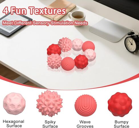 Silicone Magnetic Fidget Balls - 8Pcs Sensory Magnetic Silicone Balls Desk Toy for Stress Relief and ADHD Anxiety,Silent Magnet with Textured Surface for Teens and Adults. (Pink) in Saudi Arabia
