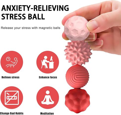 Silicone Magnetic Fidget Balls - 8Pcs Sensory Magnetic Silicone Balls Desk Toy for Stress Relief and ADHD Anxiety,Silent Magnet with Textured Surface for Teens and Adults. (Pink) in Saudi Arabia