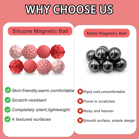 Silicone Magnetic Fidget Balls - 8Pcs Sensory Magnetic Silicone Balls Desk Toy for Stress Relief and ADHD Anxiety,Silent Magnet with Textured Surface for Teens and Adults. (Pink) in Saudi Arabia