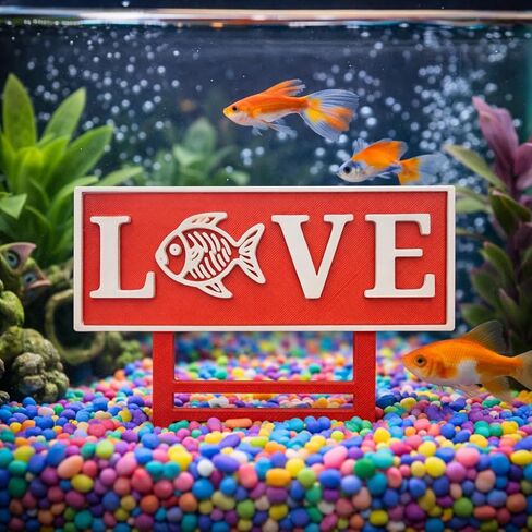 Valentines Day Fish Tank Decor LOVE Sign for Aquariums Seasonal Aquascaping in Saudi Arabia